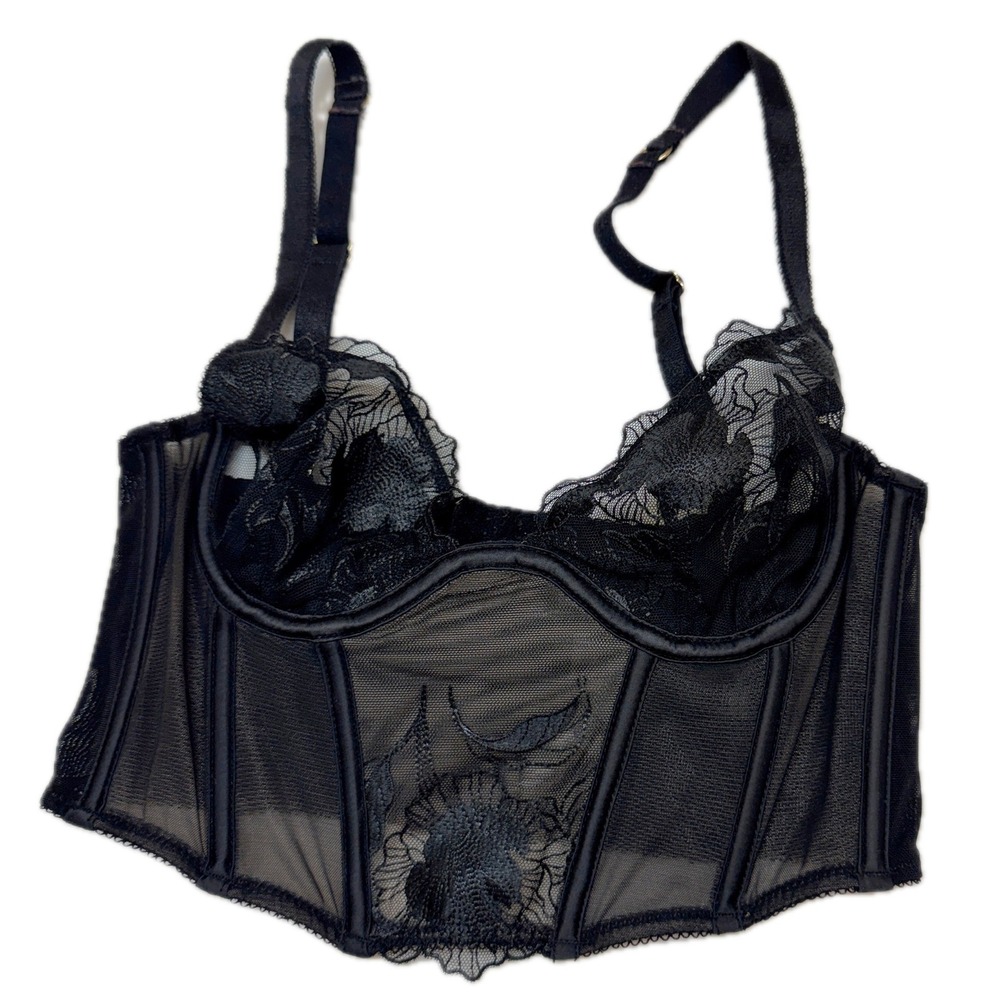 ASOS DESIGN Corset Top Women 32A Black Goth Emo Grunge Coquette Lingerie